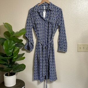 NY Collection long sleeve button down dress